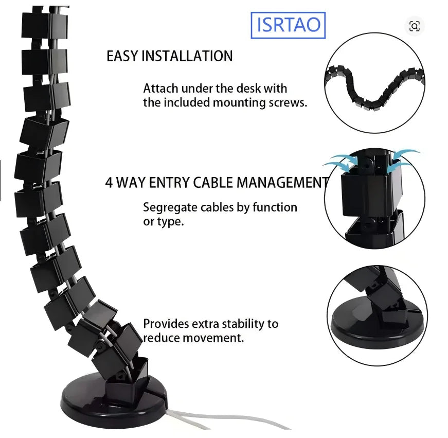 Spine under-desk cable management system, image 1 of 6